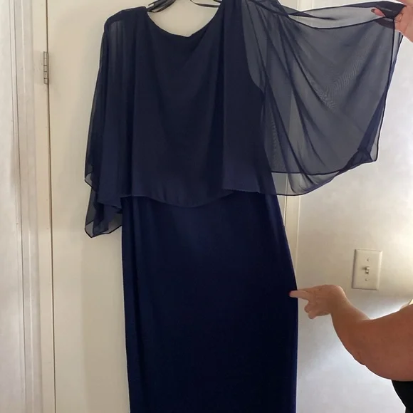 Glamour Deep Blue Asymmetrical Dress - Picture 5 of 10